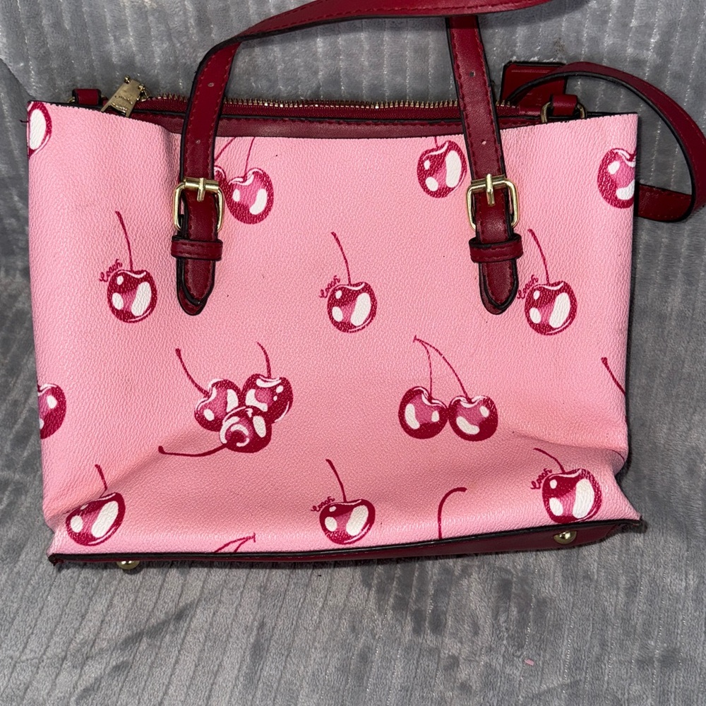 Coach Pink Tote with Cherry Design - Picture 11 of 13